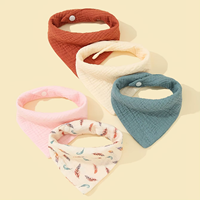 Ensemble de 5 bavoirs en mousseline de coton biologique doux, fermeture à lacets, lavables, bavoirs à imprimé floral, serviettes triangulaires, linges à rotules pour nouveau-nés