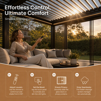 Pergola bioclimatique en aluminium, imperméable, avec toit à lames orientables télécommandées, moderne, pour jardin et terrasse.