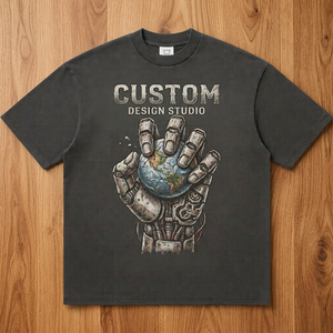 T-shirt Oversize Personnalisé Imprimé DTF Effet Délavé Acide Streetwear en Tissu Spandex/Coton Manches Courtes Écologique pour la Vente en Gros - Product Image 4