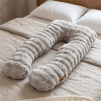 Oreiller de grossesse en forme de U pour l'hiver, en fausse fourrure de lapin, oreiller de maternité et d'allaitement pour dormir, soutien complet du corps
