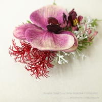 Boutonniere Sutra Artistik Merah Anggur, Bros Corsage Pergelangan Tangan, Aksesori Pakaian Pesta Pernikahan, Dekorasi Gelas Anggur, Pengantin Pria & Wanita