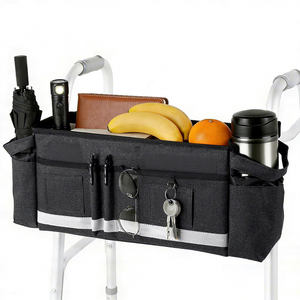 Panier de marche pliable écologique et résistant à l'eau avec porte-gobelet, sac de marche robuste multi-poches pour personnes âgées et soins aux seniors - Product Image 1