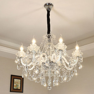 Lustre européen de luxe en cristal de taille moyenne LED bougie suspension hauteur réglable pour la décoration créative du hall de l'hôtel - Product Image 4