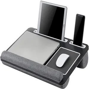 Suporte para laptop com apoio para celular, suporte portátil de mesa com travesseiro de espuma macia embutido para laptop e canivete