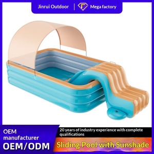 Piscine gonflable pour enfants avec toboggan, épaissie, grande, en PVC, avec auvent extérieur, protection solaire pour bébé, piscine à pagaies - Product Image 3