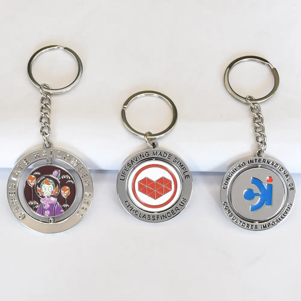 Bán Buôn Biểu Tượng Tùy Chỉnh Xoay Men Kim Loại Móc Khóa Hợp Kim Phim Hoạt Hình Kim Loại Keychain