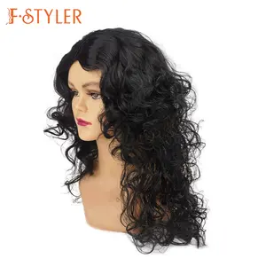 FSTYLER wig hitam wanita panjang wig karnaval Halloween obral Besar wig cosplay sintetik pesta kustom pabrik penjualan terbaik