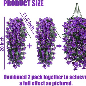 Vigne artificielle de fleurs de glycine en soie plastique Gian, décor suspendu violet pour la maison et les mariages - Product Image 2