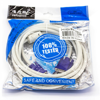 Câble VGA vers VGA blanc 3+4 conducteurs CCS avec connecteur plaqué argent ferrite, mâle-mâle, câble vidéo avec sac PE pour moniteur