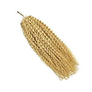 Expédition immédiate en gros # Tresses de qualité supérieure pré-bouclées en <span class=keywords><strong>cheveux</strong></span> humains vierges 100% <span class=keywords><strong>blond</strong></span> platine 613, double épaisseur, ondulations profondes et bouclées crépues - Product Image 1