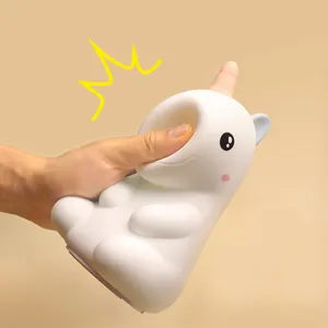 Портативная безопасная 3D детская мультяшная милая игрушка в виде животного, светодиодный силиконовый ночник для дома