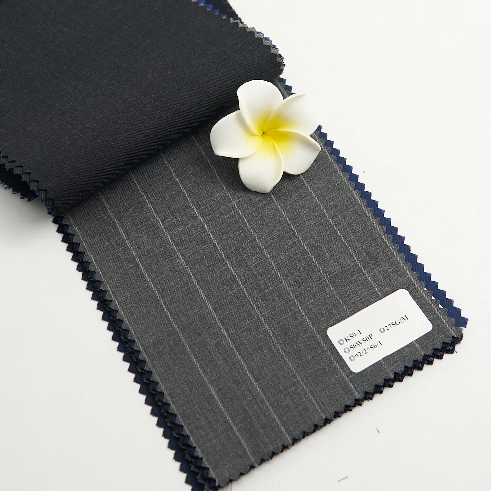 Итальянская мериносовая шерсть полиэстер Смешанная полоса подходящая ткань для мужчин материал