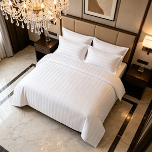 <span class=keywords><strong>Set</strong></span> di Biancheria da Letto a Righe di Lusso per Hotel, 4 Pezzi, 100% Cotone, 300 Fili, Misura King, Traspirante, Ecologico, Durevole - Product Image 5