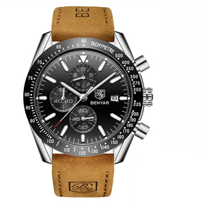 Benyar <span class=keywords><strong>Flash</strong></span>, gran oferta, reloj de cuarzo de cuero, esfera grande azul, oro rosa, calendario de seis agujas para hombre, relojes deportivos, reloj Masculino - Product Image 2