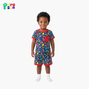 퓨어선 전문 디자인 100% 유기농 면 소재 남아용 잠옷 야구 프린트 아동용 나이트가운 대나무 비스코스 맞춤형 남아용 파자마 - Product Image 3