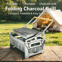 WELAND Barbecue portable en acier inoxydable étanche au charbon de bois avec grille de cuisson réversible à 360 degrés