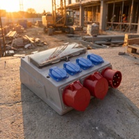Distributeur d'alimentation mural CEE industriel 32A 5P avec prises d'entrée 32A 5P et prises de sortie 16A 250V DK/Schuko avec disjoncteur MCB et disjoncteur différentiel RCCB