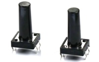 Interruptor Táctil DIN 12x12mm PCB Nylon Tipo Grande 04P DIP Derecho H=18mm Vástago Negro