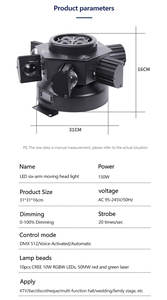 RGBW 6 bracci di testa mobile luce 150w DMX512 <span class=keywords><strong>Laser</strong></span> luce stroboscopica matrimonio Live <span class=keywords><strong>House</strong></span> KTV Bar luci del palco a LED - Product Image 4