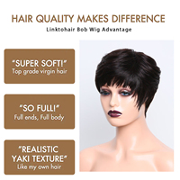 FH G04714 Pixie Cut cheveux humains courts Bob perruques cheveux brésiliens pas de dentelle perruque faite à la machine avec une frange