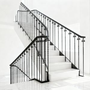 Chất lượng cao màu đen nhỏ hình sừng phong cách kim loại cầu thang cọc sàn lan can cầu thang lan can trong cầu thang biệt thự - Product Image 1