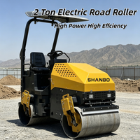 Rouleau compresseur vibrant 2 tonnes à double tambour, moteur électrique haute efficacité, facile à utiliser, meilleur prix