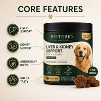 Complément alimentaire pour chiens : Soft Chews de soutien hépatique et rénal avec Chardon-Marie, Curcumine, saveur dinde, 90 comprimés en forme de patte, 9,5 oz