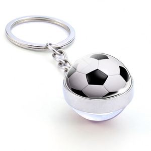Nouveau Porte-clés Tendance en Verre Double Face avec Ballons de Basketball, Football, Volleyball et Baseball en 3D - Product Image 1