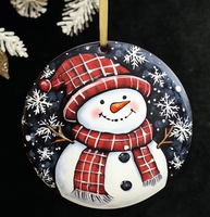 Vente en gros Décorations d'arbre de Noël Panneau suspendu en bois Disque en bois Ornements de bonhomme de neige de Noël d'hiver