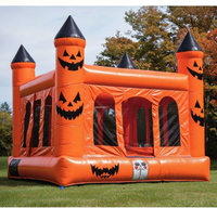 Château gonflable commercial d'Halloween en forme de citrouille pour enfants, avec souffleur d'air inclus, idéal pour les événements festifs en extérieur