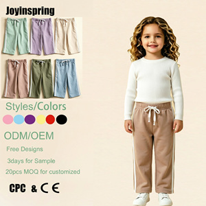 Pantalon pour bébé en coton French Terry, coupe large, imprimé personnalisé, taille élastique, longueur intégrale, pour fillettes - Product Image 1