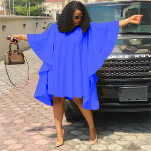 Elegante Abito Plissettato Plus Size da Donna, Vestito Mini con Maniche a Pipistrello <span class=keywords><strong>Oversize</strong></span>, Abito da Festa Vestibilità Ampia - Product Image 5