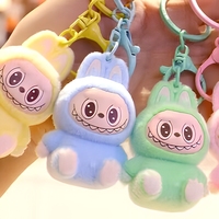 Porte-clés en peluche floquée mignon, petit animal, pendentif de sac, porte-clés en fausse fourrure douce, breloque cadeau