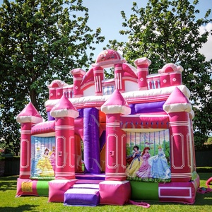 Château gonflable <span class=keywords><strong>princesse</strong></span> rose en PVC, état neuf, aire de jeux extérieure, château de saut, thème pour filles, marque IFUN, modèle [modèle]. - Product Image 2