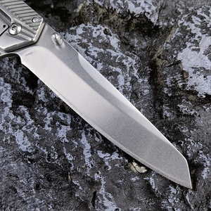 Cuchillo Plegable HUAAO F228 1368, Totalmente de Acero, para Camping y Senderismo, Hoja de Acero 8Cr13Mov, Mango de Acero Inoxidable 420, 57-59HRC, 110g - Product Image 3
