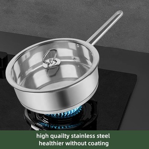 Batterie de cuisine antiadhésive en acier inoxydable, comprenant une marmite à soupe et une casserole à lait avec couvercle et poignée – Vente chaude - Product Image 2