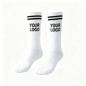 Chaussettes de tennis avec soutien de la voûte plantaire, échantillon <span class=keywords><strong>gratuit</strong></span> pour les matchs intenses, en coton peigné écologique, amortisseur de chocs, lettres personnalisables - Product Image 1