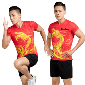 Lidong personalizado Dtg impresión dragón chino estilo deportes V cuello camisetas Ping-Pong <span class=keywords><strong>Ball</strong></span> equipo desgaste Malla tela humedad absorbe - Product Image 4