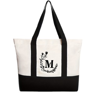 Borsa da Spiaggia in Tela Personalizzata con Monogramma per Donne, <span class=keywords><strong>Regalo</strong></span> con Iniziali Personalizzate per Gite Estive e Viaggi - Product Image 4