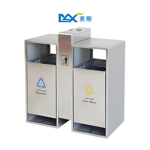 Max Commercial Garbage Cans Outdoor Eco-Friendly Stainless Steel Dustbin Station Recycling Bin