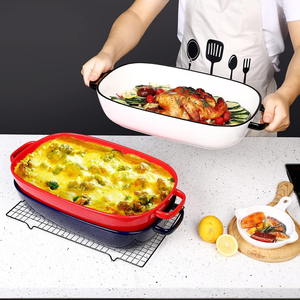 Batterie de cuisine moderne personnalisable <span class=keywords><strong>en</strong></span> <span class=keywords><strong>fonte</strong></span> émaillée 7 pièces : Casserole, faitout, plaque de cuisson, plat à four, pour cuisine domestique et gaz - Product Image 4