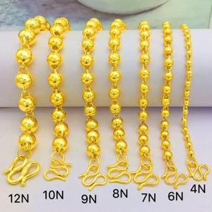 ゴールドゴールド無地9mmラウンドビーズネックレス18K金メッキファッショナブルで絶妙な女性のネックレス - Product Image 2