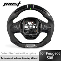 Volant en fibre de carbone personnalisable pour Peugeot E208 308 E308 408 E408 4008 508 E508 GT avec écran LED et revêtement en cuir