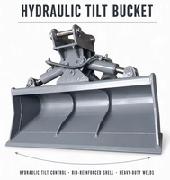 SLN Tilt Bucket 600mm 24 Inch Mini Excavator Digger 5-6 Ton Hidrolik 45 Derajat Tilt Grading Attachment Daya Tahan Lama