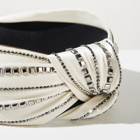 Serre-tête en satin torsadé orné de strass, large et rembourré, de luxe, pour femme, accessoires de mode pour cheveux, personnalisable directement de l'usine