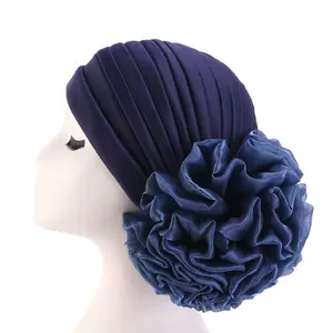 Wholesale New Hot Lady Big Flower Turban Hijab Muslim Wedding Party Head Wrap Bandana