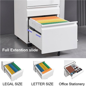 Meubles de bureau en acier, armoire de rangement mobile à 3 tiroirs verrouillables - Product Image 6