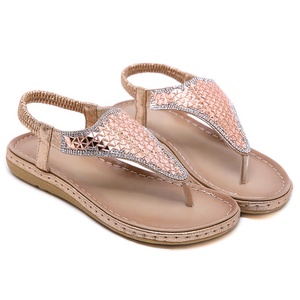 Ultimo Modello di <span class=keywords><strong>Sandali</strong></span> Piatti da <span class=keywords><strong>Donna</strong></span> con Cinturino Elastico Posteriore e Decorazioni in Diamanti - Product Image 3