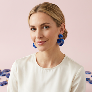 Handmade <b>Resin</b> <b>Craft</b> Irregular Shape Blue Drop Earrings Fashion Statement Dangle Art Collectible Jewelry - Product Image 1