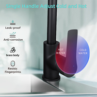 Robinet de cuisine TOPWAY moderne à poignée unique en laiton, eau froide et chaude, rotation à 360 degrés, cartouche céramique, noir mat